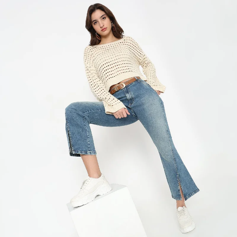 School Jeans for Uniform -Boot Cut High Rise Jeans