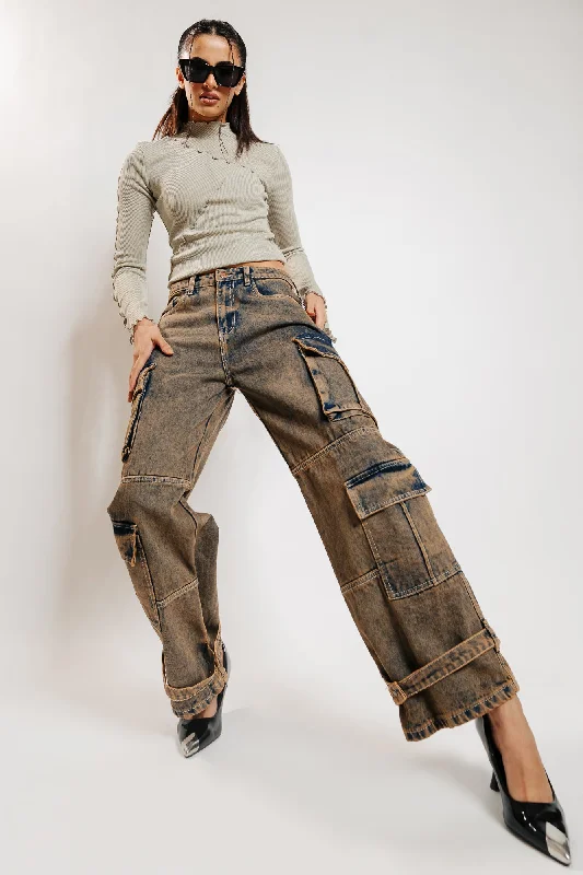 Maxi Skirt Jeans for Elegant -Earthy Tinted Cargo Jeans