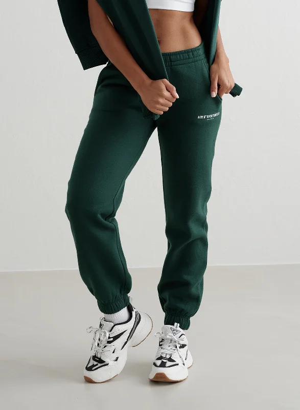 Tapered ankle pants for sleek modern silhouettes -Deep Emerald Varsity Classic Sweatpants