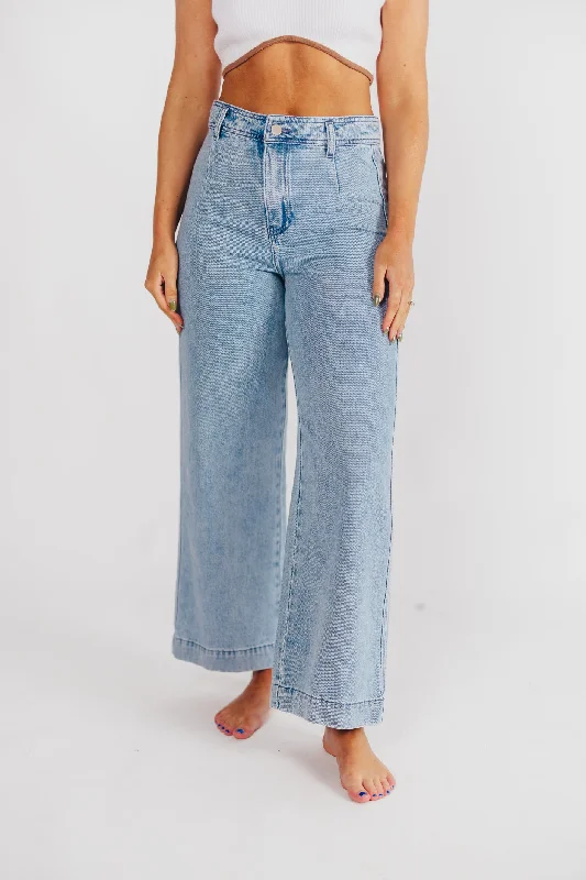 Stretchy skinny pants for figure-hugging appeal -Ina Washed Denim Cropped Pants