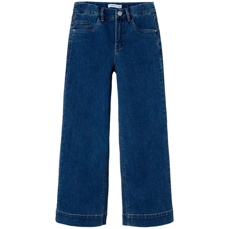 Denim Jeans for Durability -Name it Medium Blue Denim Rose Wide Jeans Noos