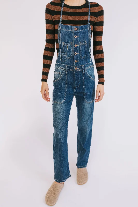 Metal Button Jeans for Classic -Blue Jean Baby Overalls