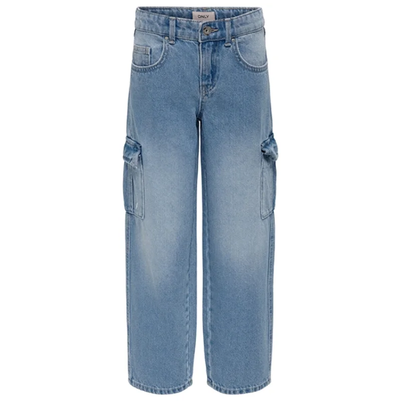 Stretch Jeans for Flexibility -Kids ONLY Light Blue Denim Harmony Wide Cargo Carrot Jeans Noos