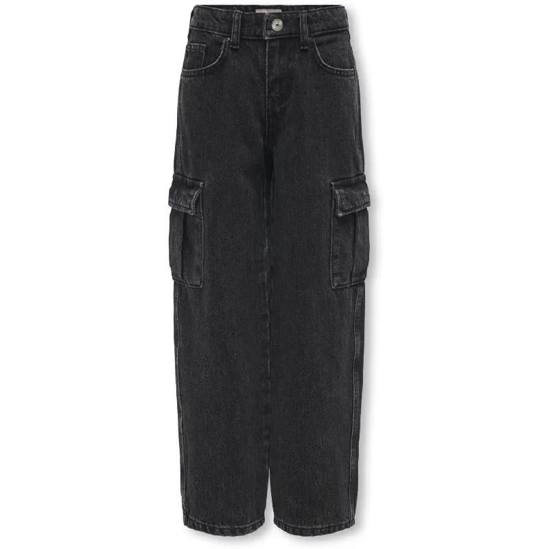 Weekend Jeans for Lazy -kids ONLY Washed Black Harmony Wide Cargo Carrot Jeans Noos