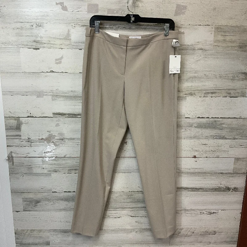 Lightweight travel pants with wrinkle-free fabric -Pants Dress By Calvin Klein In Cream, Size: 6