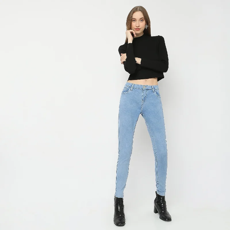 Faded Jeans for Laid-back -Skinny Fit Full Length Jeans