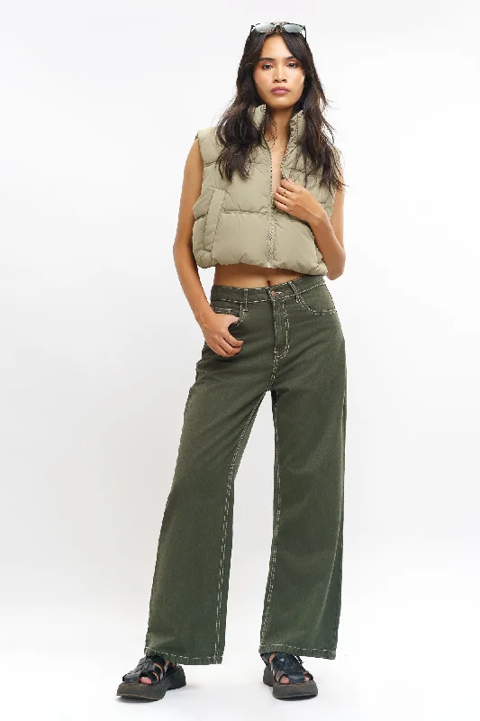 Fashion Jeans for Trendsetter -Juniper Contrast Wide Jeans