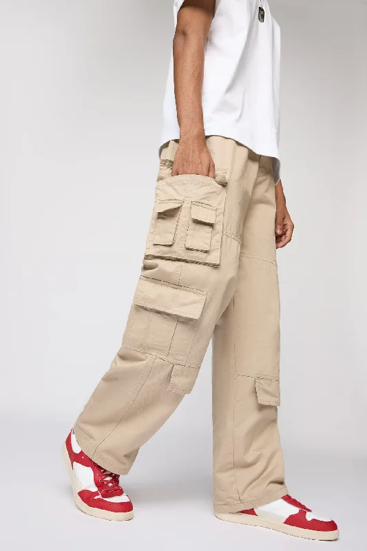 Metal Button Jeans for Classic -Ranger Beige Men's Utility Cargos