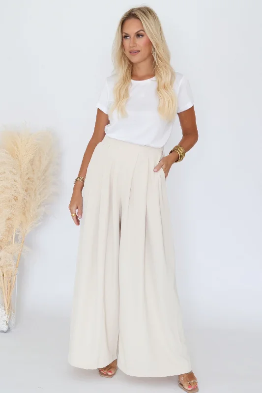 Breathable chino pants for warm climate comfort -Donna Wide Leg Pant- Final sale