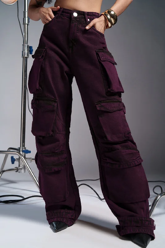 Organic Jeans for Natural -Violet Blaze Baggy Barrel Cargo Jeans