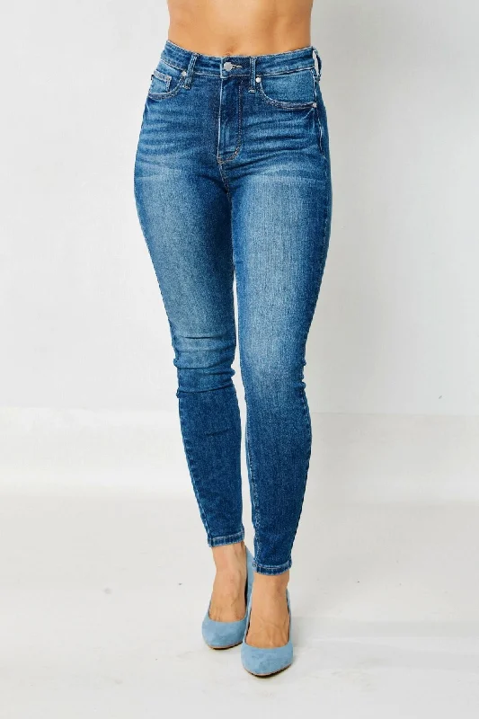 Raw Denim Jeans for Authentic -Judy Blue Reg/Plus Evelyn High Rise Tummy Control Classic Skinny Jeans