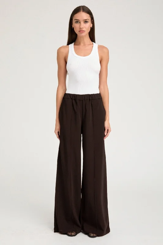 Quick-dry pants for active sports enthusiasts -Americano Crepe Wide Leg Pintuck Trousers