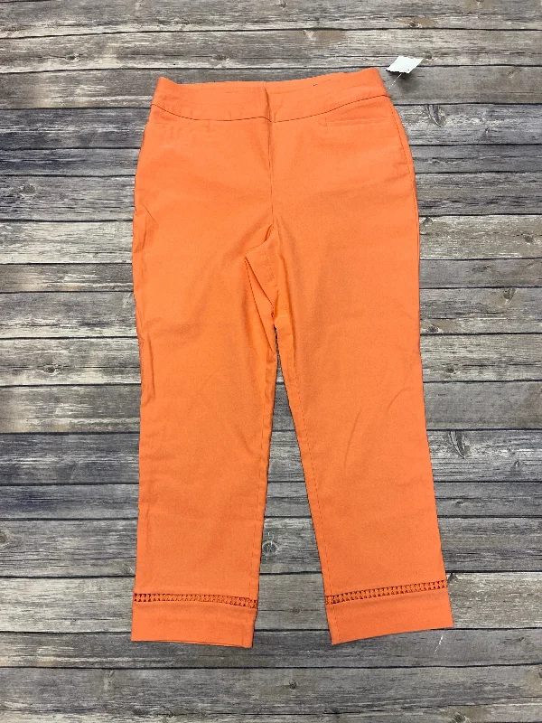 Relaxed fit pants for laid-back comfort wear -Pants Cropped By Chicos In Orange, Size: 8