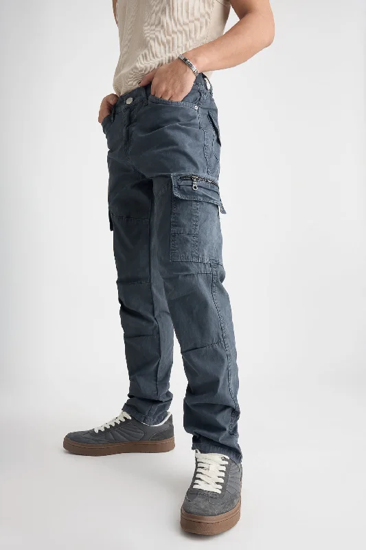 Stonewashed Jeans for Softness -Men's Charcoal Safari Cargos