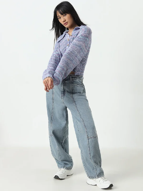 Patchwork Jeans for Bohemian -Nuon Light Blue Relaxed - Fit High - Rise Jeans