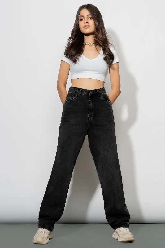 Acid Wash Jeans for Vintage -Charcoal Straight Jeans