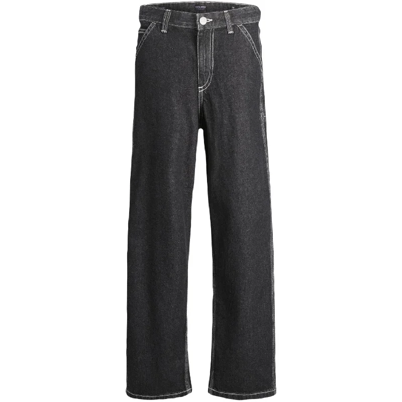 Cropped Jeans for Summer Look -Jack & Jones Junior Black Denim Ialex Carpenter Jeans 056