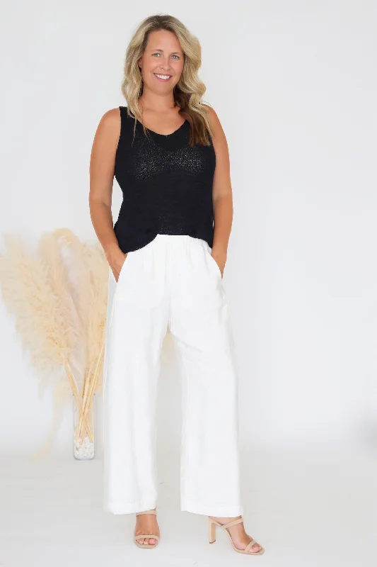 Relaxed fit pants for laid-back comfort wear -Paris Lounge Pant- White (FINAL SALE)