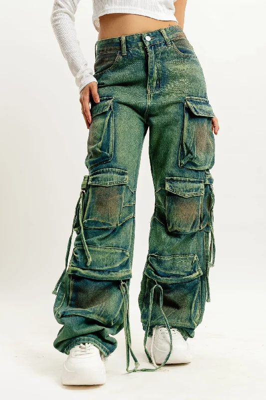 Cropped Jeans for Summer Look -Acid Street Style Cargo Jeans