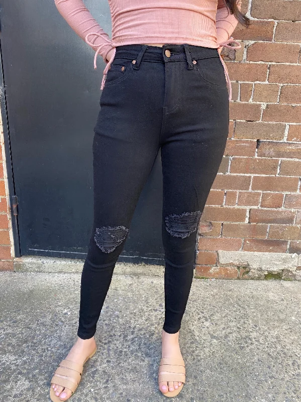 Distressed Jeans for Edgy Style -Knee rip Jean