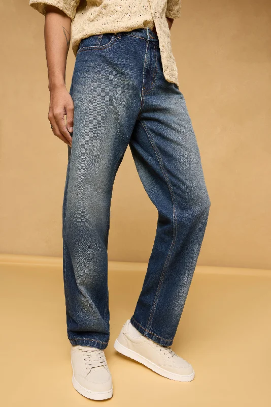 Printed Jeans for Pattern -Dual Wash Men's Relaxed Fit Jeans