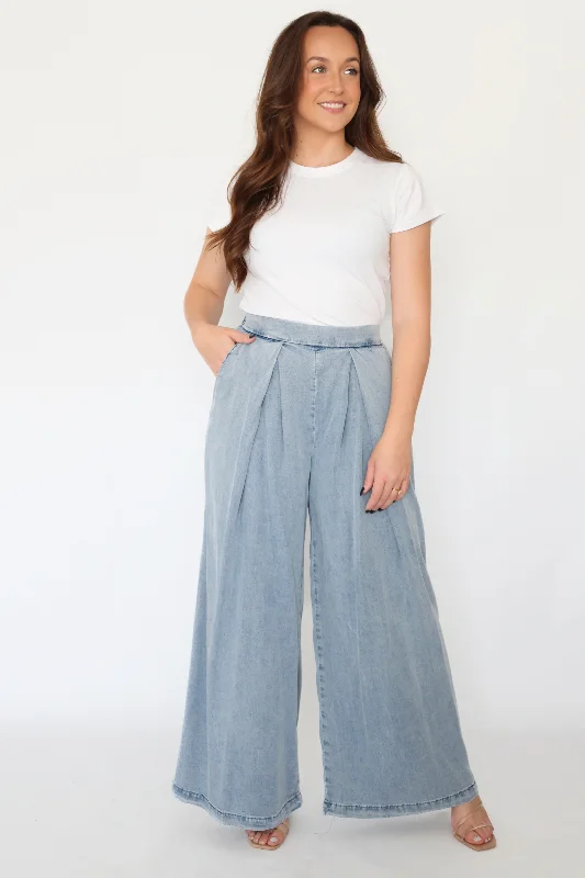 High-rise flare pants for vintage chic appeal -Vail Pleated Pant