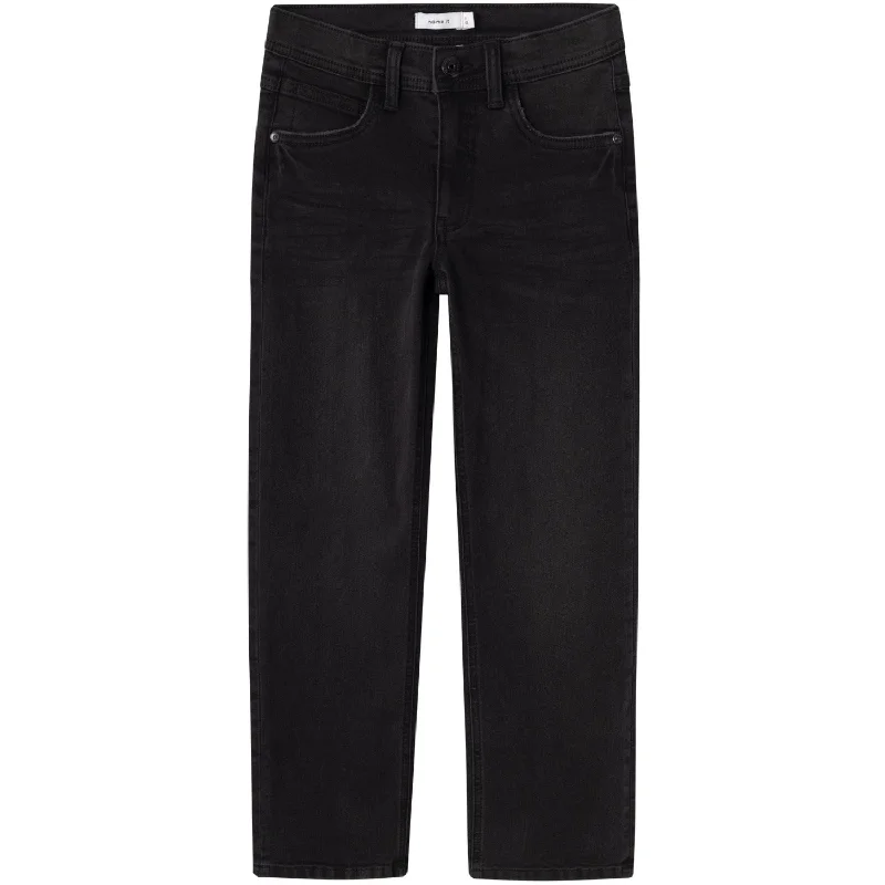 Bermuda Shorts Jeans for Modesty -Name It Black Denim Ryan Straight Jeans