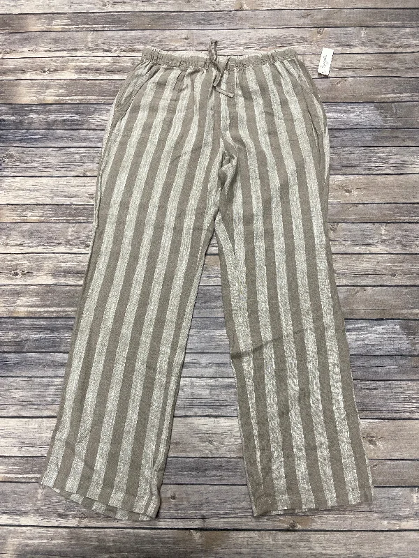 Flowy linen pants for relaxed tropical vacations -Pants Wide Leg By Sympli In Striped Pattern, Size: L