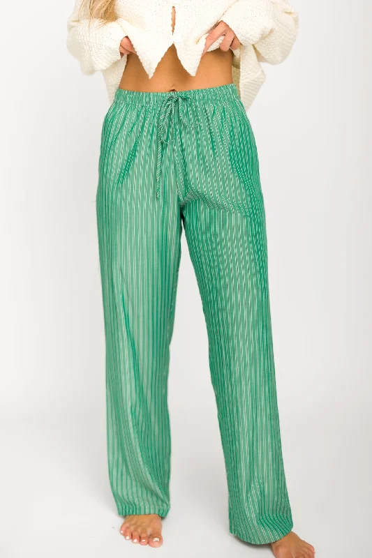 Rugged ripstop pants for extreme adventure durability -Gina Striped Boxer Pants in Green