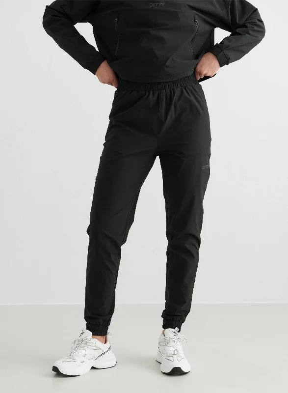 Lightweight culottes pants for summer fashion flair -Black Windbreaker Pants