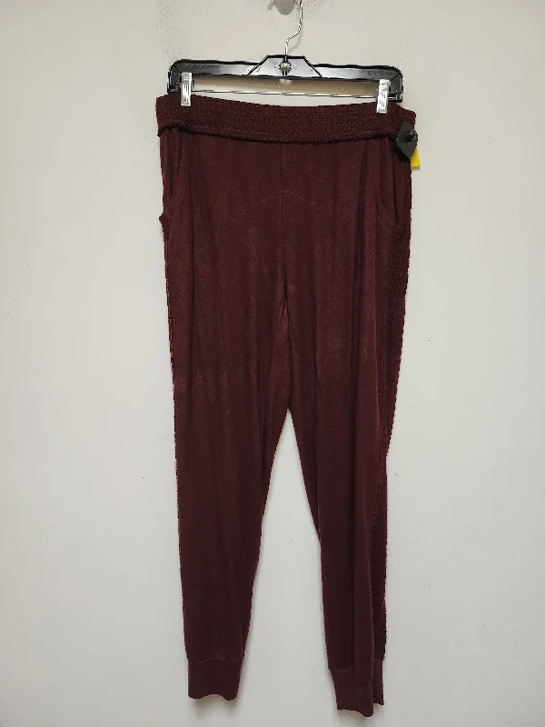 Flowy wide pants for artistic bohemian vibes -Pants Lounge By Saturday/sunday In Maroon, Size: 4