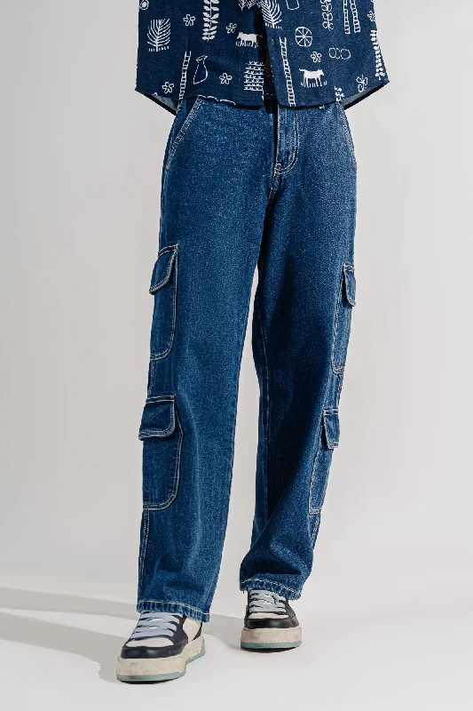 Yoga Jeans for Stretch -Paratrooper Blue Men’S Cargo