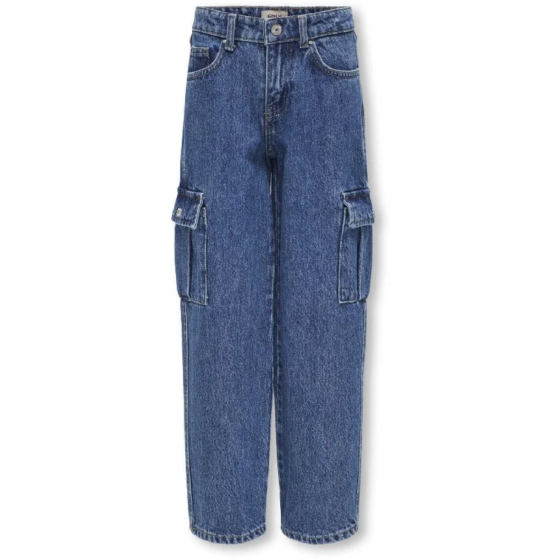 Casual Friday Jeans for Relaxed -kids ONLY Medium Blue Denim Harmony Wide Cargo Carrot Jeans