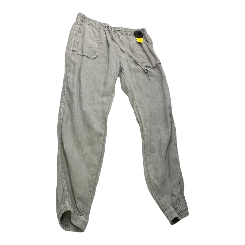 Multi-pocket pants for organized travel convenience -Pants Linen By C And C In Grey, Size: M