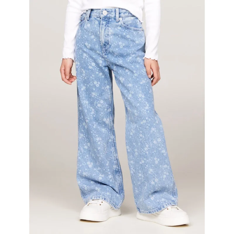 Straight Jeans for Classic Style -Tommy Hilfiger Laser Mabel Flower Denim Jeans