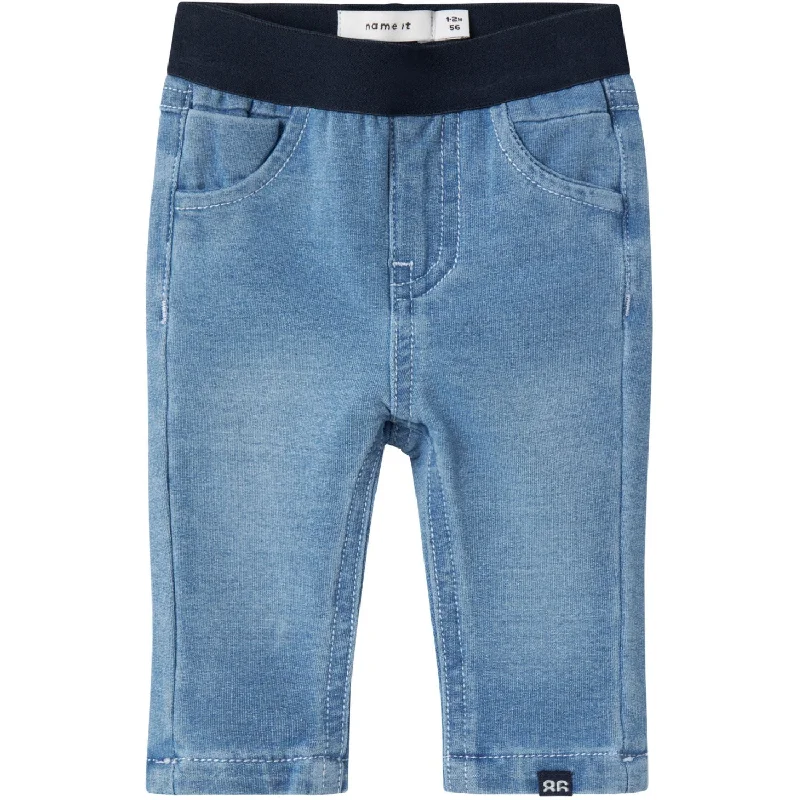 Straight Jeans for Classic Style -Name It Light Blue Denim Light Silas Slim Sweat Jeans Noos