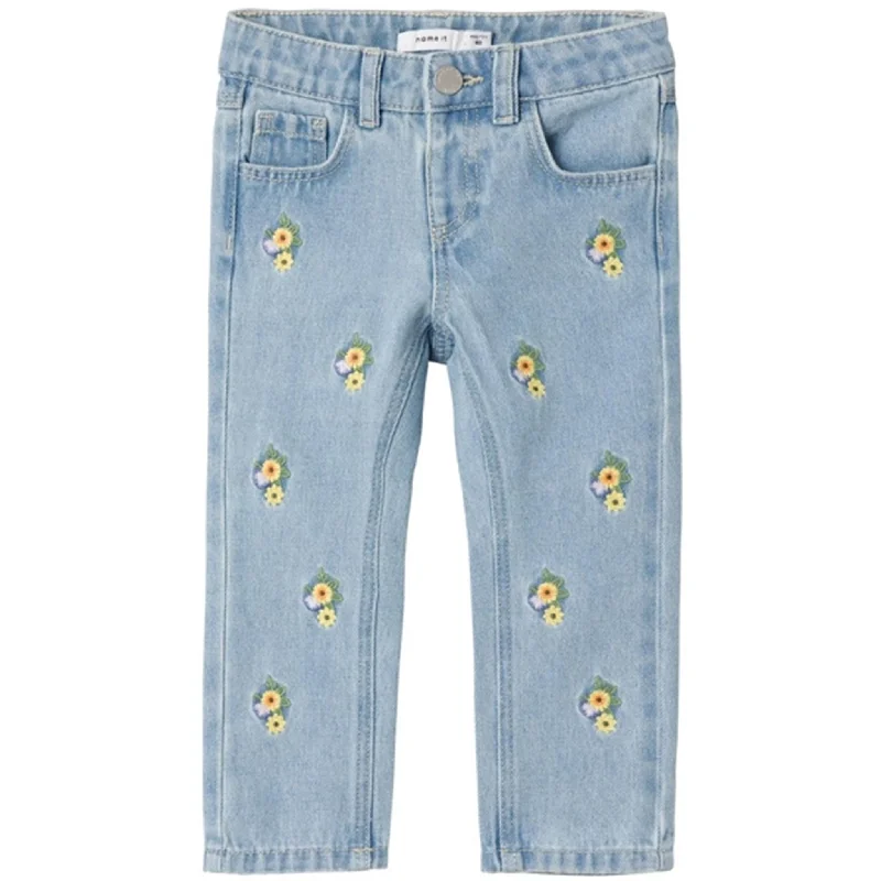 Decorated Back Pocket Jeans for Style -Name it Light Blue Denim Rose Jeans