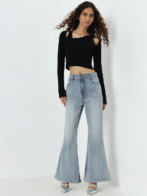 Side Pocket Jeans for Extra -Nuon Light Blue Wide Leg - Fit High - Rise Jeans