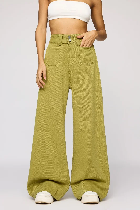 Straight Jeans for Classic Style -Spring Green Denim Korean Pants