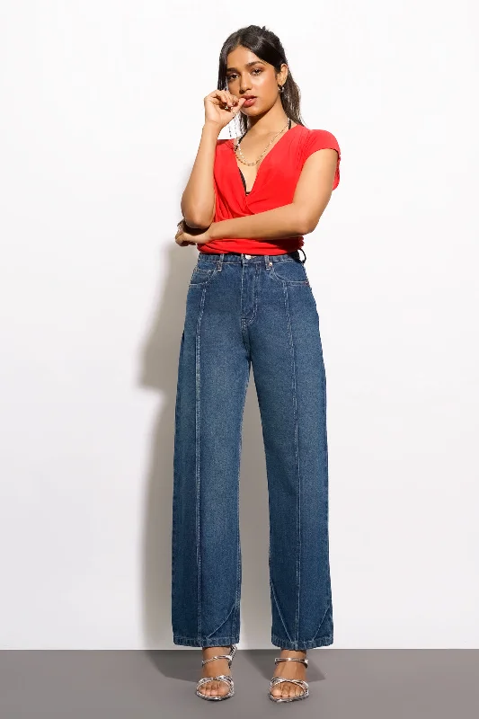 Low Waisted Jeans for Casual -Front Tucked Straight Jeans