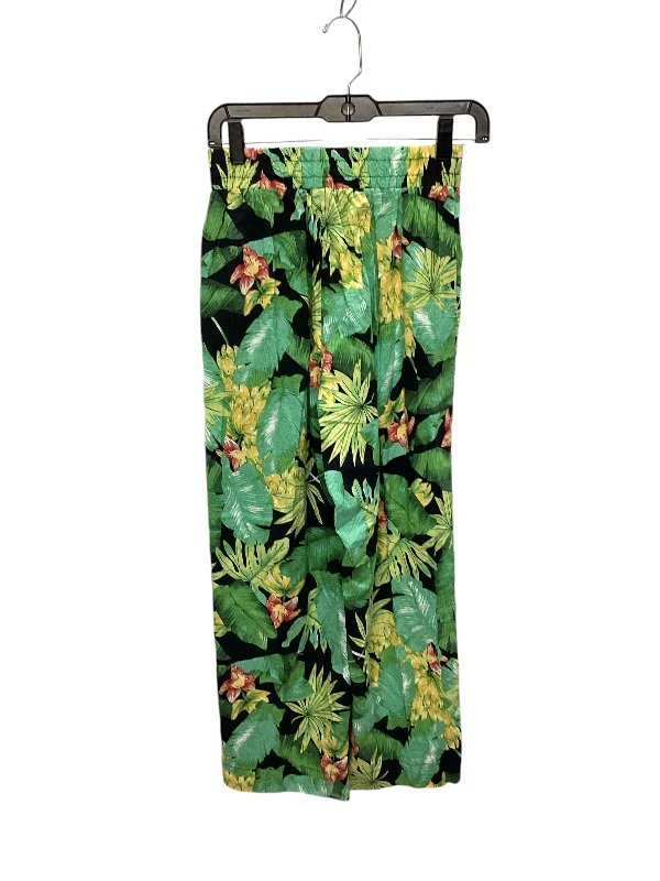 Elegant wide-leg pants for upscale dinner dates -Pants Linen By Nicole By Nicole Miller In Tropical Print, Size: Xs