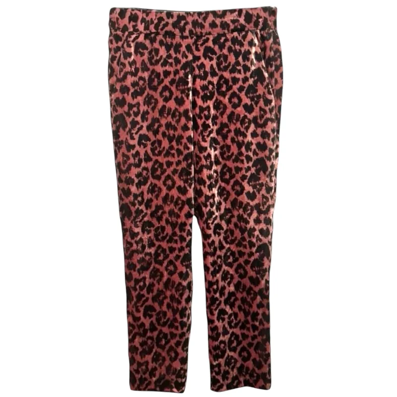 Classic straight-leg pants for versatile daily wear -Pull-On Easy Pant By J. Crew In Rose Leopard Velvet, Size: 2