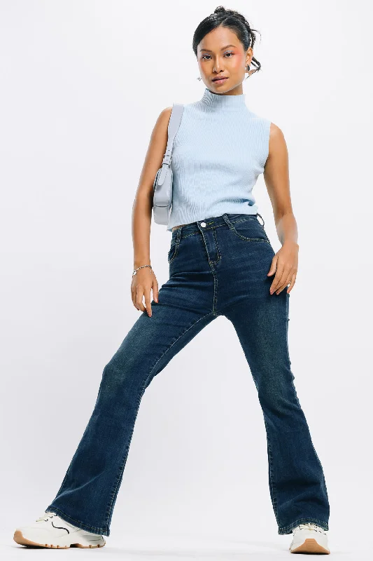 Organic Jeans for Natural -Dark Blue Denim Bootcut Jeans