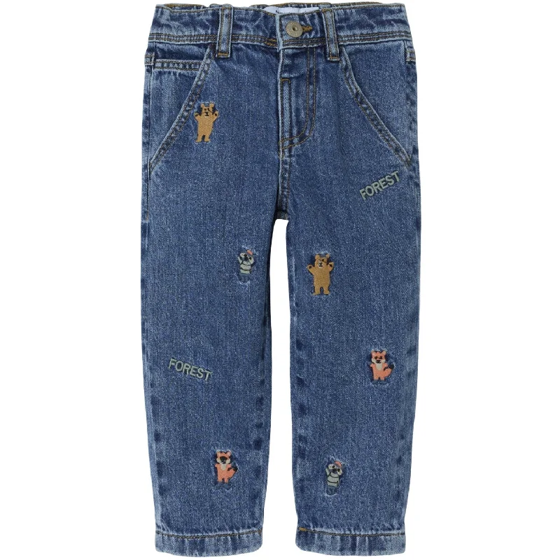 Four Pocket Jeans for Simplicity -Name It Dark Blue Denim Embroidery Silas Tapered Embellished Jeans