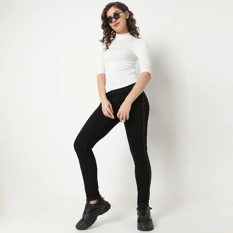 Recycled Jeans for Green -Skinny Fit Embellished High Rise Jeans