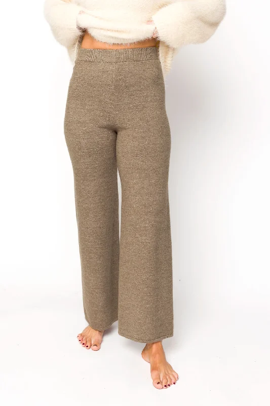 High-waisted skinny pants for trendy women’s fashion -Owen Straight Leg Knit Pants in Field Grey - Bump Friendly