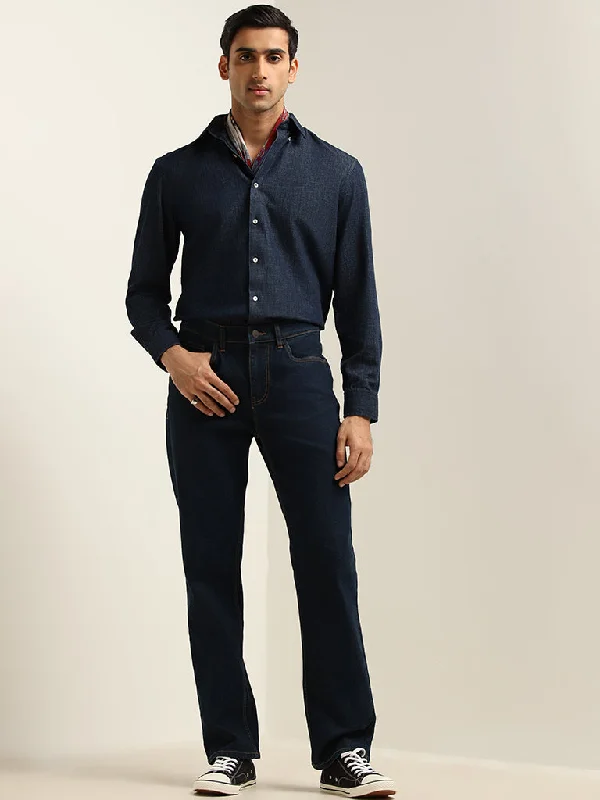 Weekend Jeans for Lazy -Nuon Dark Blue Straight - Fit Mid - Rise Jeans