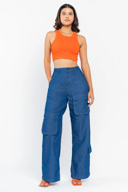 High Waisted Jeans for Shape -Yale Cargo Jeans