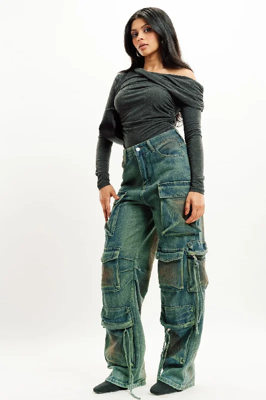 Travel Jeans for On-the-go -Vintage Street Style Cargo Jeans