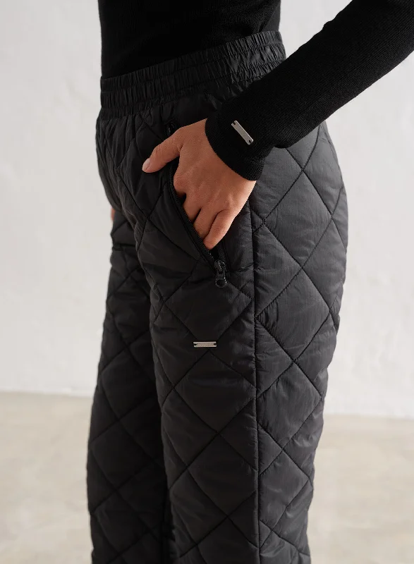 Soft jogger pants for relaxed weekend lounging -Black Quilted Pants